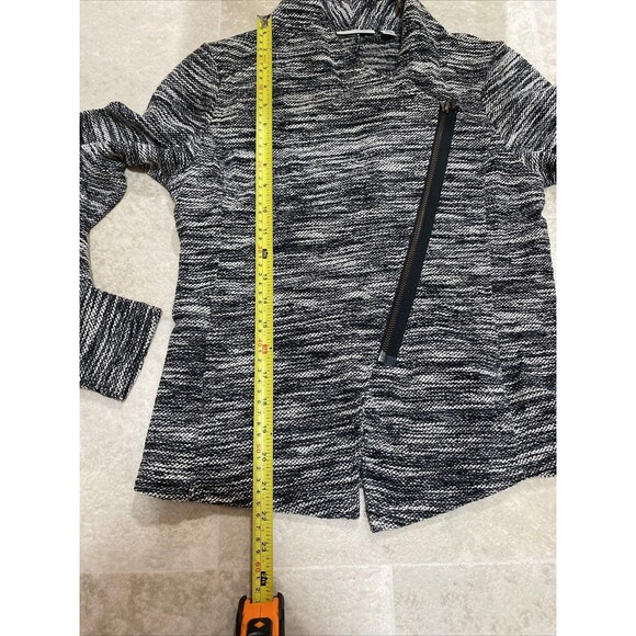 NEW $89 Halogen Womens XS  Zip Up jacket Black Ivory Tweed Asymmetrical - Picture 9 of 11